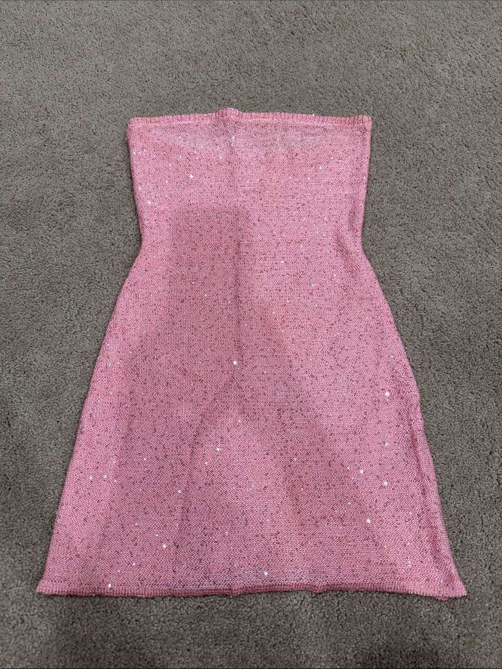 Peppermayo Sparkle Strapless Pink Knit Dress